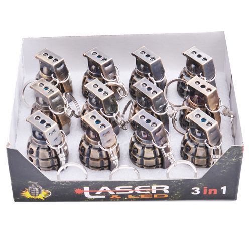Ліхтар брелок граната 810-2LED, лазер, 3xLR1130