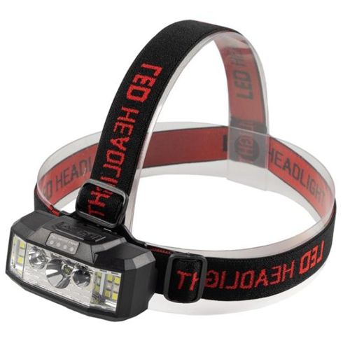 Фонарь налобный 910A-XPE+12SMD(white+red), Motion Sensor, 1x18650, индикация заряда, ЗУ Type-C, Box
