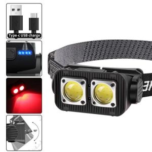 Ліхтар налобний K372-2COB(white+red), Motion Sensor, Li-Ion акумулятор, індикація заряду, ЗУ Type-C