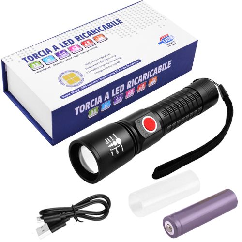 Фонарь P520-P50, ЗУ Type-C, 1x18650/3xAAA, zoom, индикация заряда