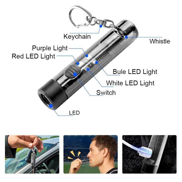Фонарь S1-LED+SMD(RGB), Li-Ion аккум., карабин, свисток