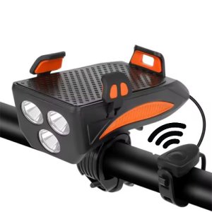 Велофонарь FY-319B-3LM), ЗУ micro USB, встроенный аккумулятор, звонок + крепление под телефон