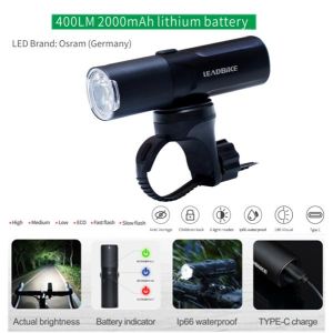 Велофара  LEADBIKE M02-OSRAM 400LM, 2000mAh