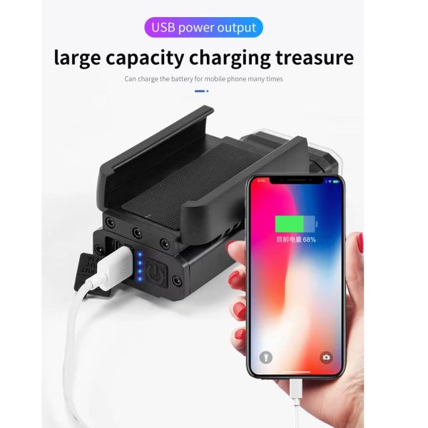 Велоліхтар BK09/Z-03-3T6, Power Bank, Li-Ion, Type-C, кріплення під телефон