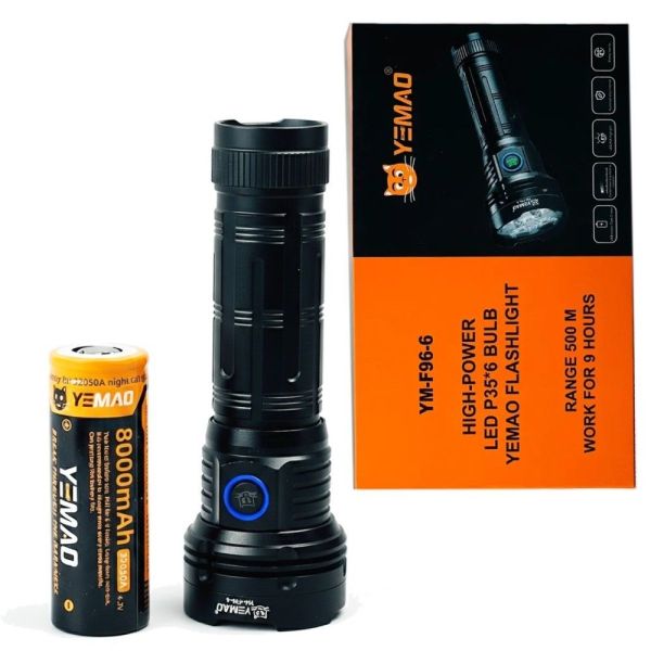 Ліхтар YEMAO YM-F96-6 6P35, 1x32850, Power Bank, ЗУ Type-C