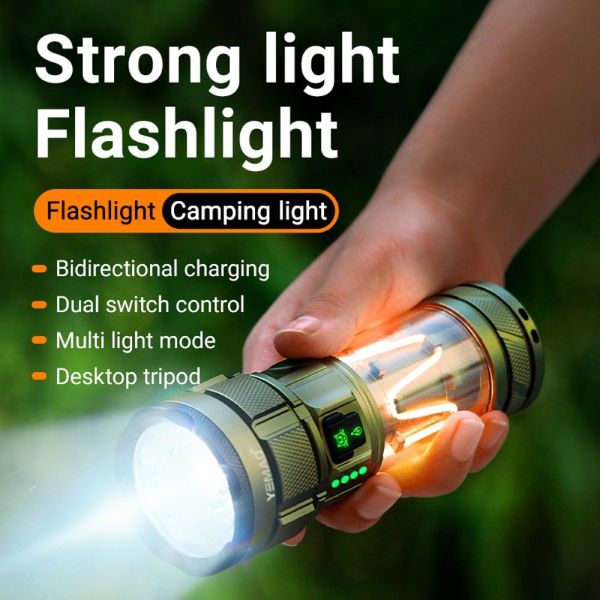 Ліхтар YEMAO YM-A19 9LED з Power Bank, Type-C, гачком та фільтрами
