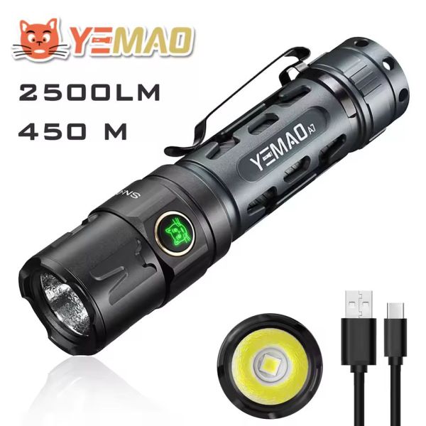 Тактичний ліхтар YEMAO YM-A7, 2200 LM, акумулятор 21700 (5000 mAh)