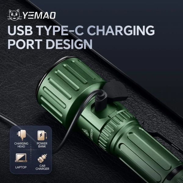 Ліхтар ручний YEMAO YM-A83 3KX50, АКБ 21700, кліпса, ЗП Type-C