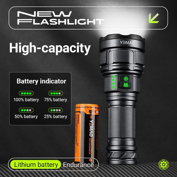 Ліхтар YEMAO YM-A9 9LED 2x26650 з Power Bank, Type-C, фільтрами та ковпачком