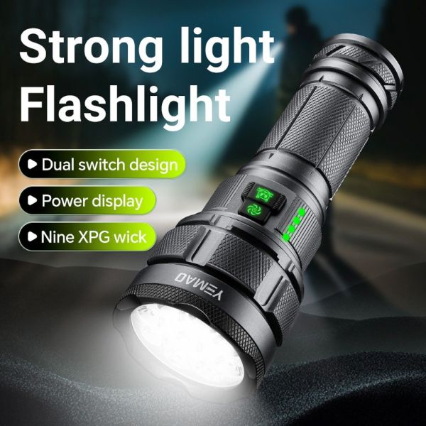 Ліхтар YEMAO YM-A9 9LED 2x26650 з Power Bank, Type-C, фільтрами та ковпачком