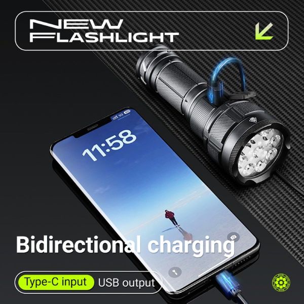 Ліхтар YEMAO YM-A9 9LED 2x26650 з Power Bank, Type-C, фільтрами та ковпачком