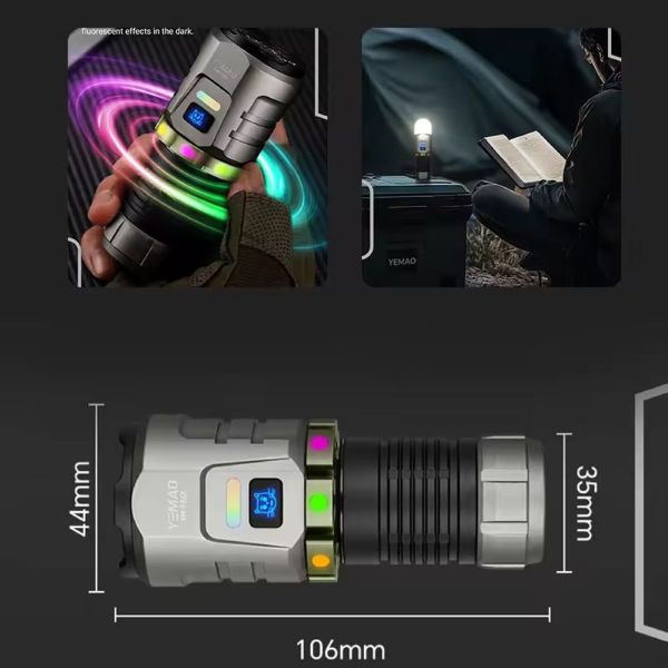 Ліхтар YEMAO F86X — 3300 люмен, магнітна база, USB-C зарядка