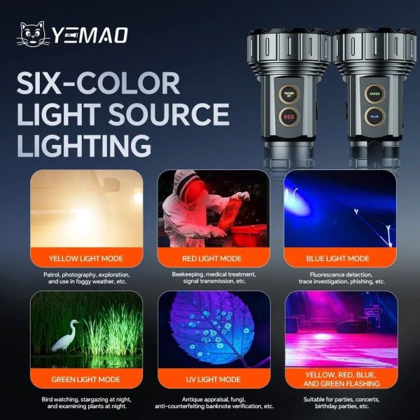 Ліхтар YEMAO YM-F996 — багатофункціональний ліхтар 2000LM з UV