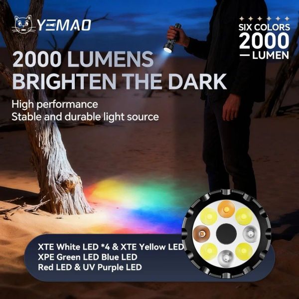 Ліхтар YEMAO YM-F996 — багатофункціональний ліхтар 2000LM з UV