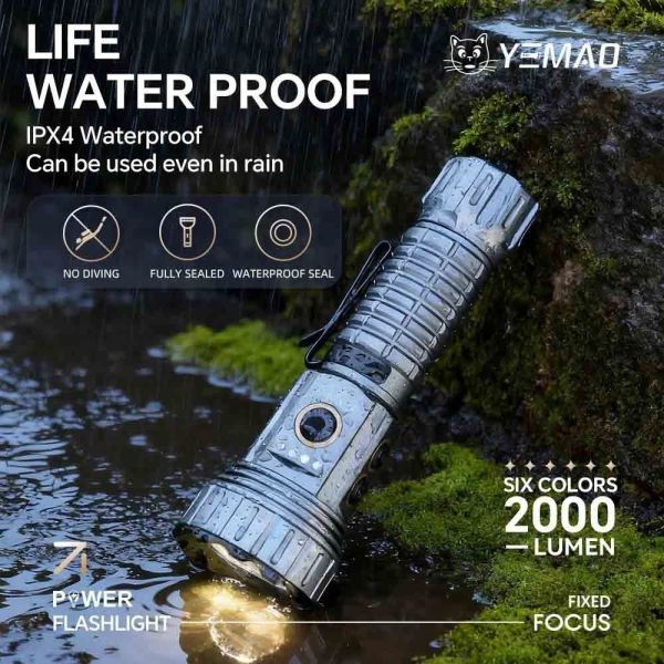 Ліхтар YEMAO YM-F996 — багатофункціональний ліхтар 2000LM з UV