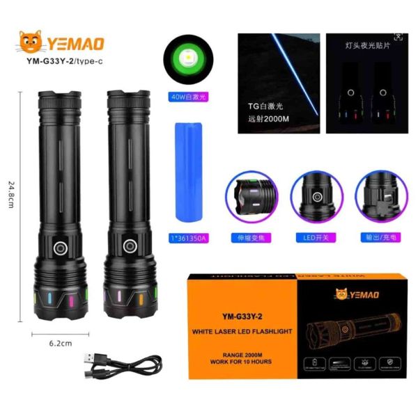Ліхтар YEMAO YM-G33Y-2 TG 40W з zoom, Power Bank та Type-C