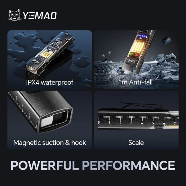 Ліхтар YEMAO YM-M31 P50 + лазер + RGB — Type-C, магніт