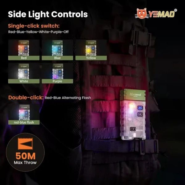Ліхтар YEMAO YM-M42 800LM — RGB, запальничка, акумулятор