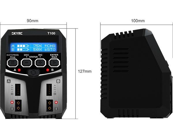 Зарядний пристрій FPV SKYRC T100 DUAL 5A 2x50W для 2-4S LiPo/LiIon/LiFe/LiHV