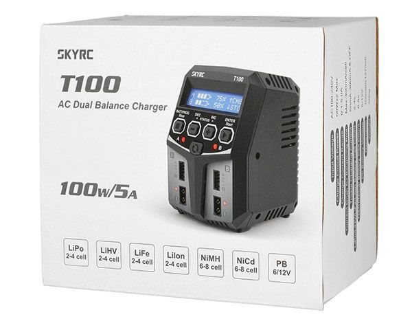 Зарядний пристрій FPV SKYRC T100 DUAL 5A 2x50W для 2-4S LiPo/LiIon/LiFe/LiHV